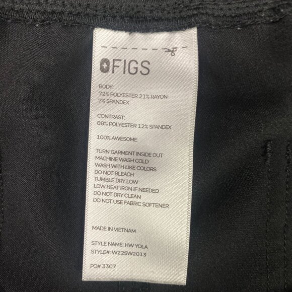 Figs High Waisted Yola Scrub Pants Women's XXL Black Yoga W22SW2013 - Picture 7 of 13